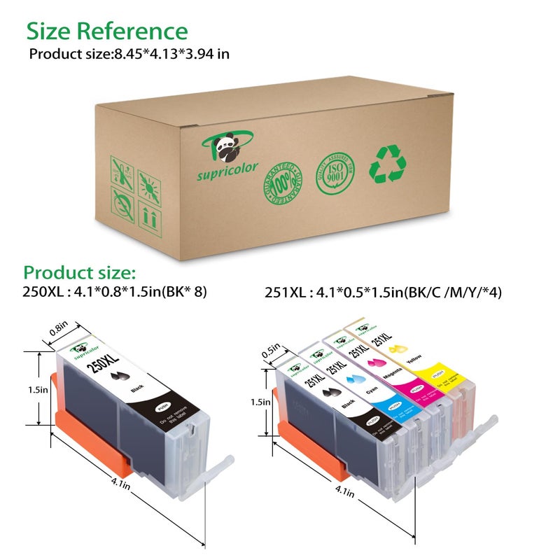 Supricolor PGI-250XL CLI-251XL Ink Cartridges, High Yield Replament Ink for PGI 250XL CLI 251XL Compatible with Pixma MX922 MG6420 MG6620 Printers 24 Pack (not Edible Inks) - Image 3